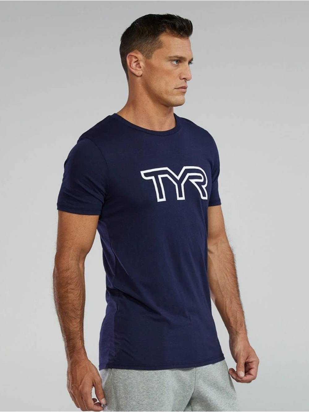 💪💙👉TYR Men’s XL Logo T-Shirt Blue Crossfit Training Gym Tee
